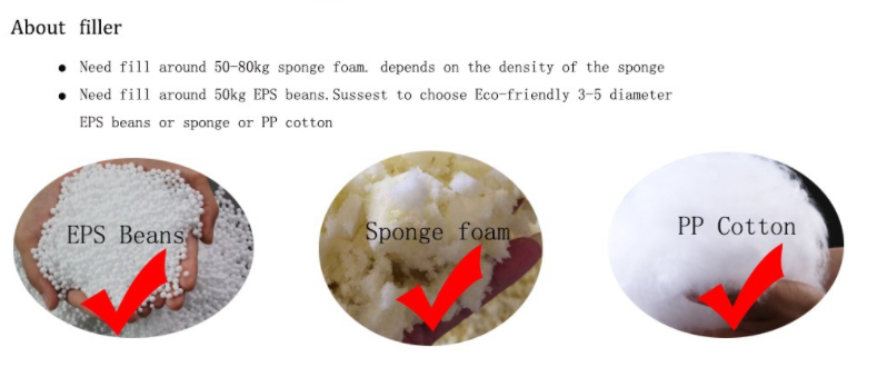 Outdoor 7Ft Giant Bean Bag Lounge Chair Soft Faux Fur Fabric EPS Fill