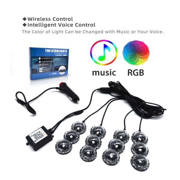 Светов автомобиля атмосферы прокладки СИД лампы атмосферы RGB удаленные внутренние 5050 с радиотелеграфом музыки ПРИЛОЖЕНИЯ