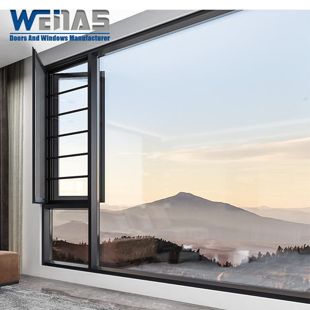 Fireproof Commercial Window and Door Stainless Steel Screen Window Hotel Apartment Aluminum Casement Windows