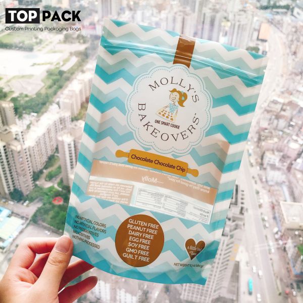 Custom printing resealable plastic mylar bread food packaging plastic bag