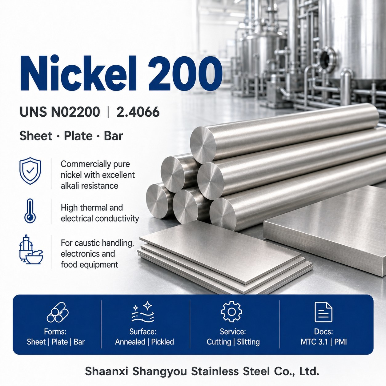 Nickel 200 | UNS N02200 | 2.4060 | Commercially Pure Nickel