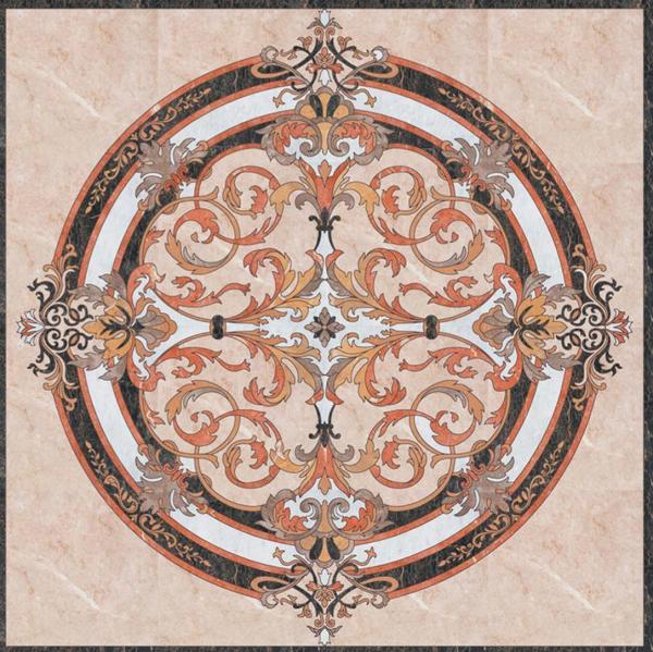 Parquet, natural stone parquet, engineered stone water jet medallion