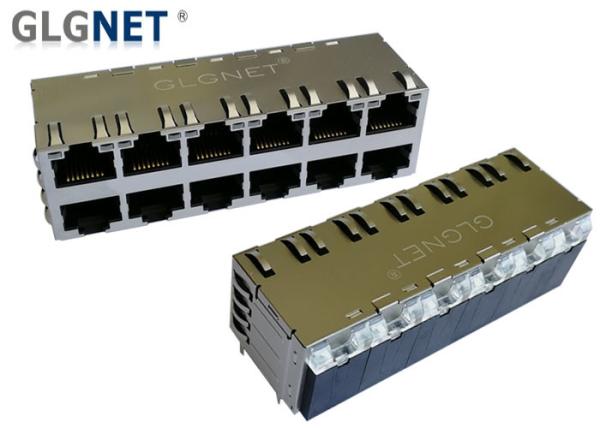 Copper Alloy Rj45 Through Hole Connector 12 Ports Pcb Rj45 Jack 1000 BASE - T With Latch