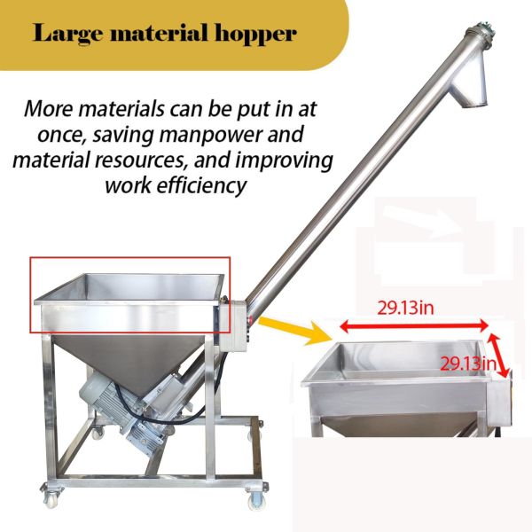 Stainless Steel Vertical Spiral Conveyor with 1100W Motor and 66.93 Hopper for Efficient Granule Transport
