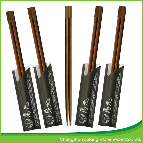 Carbonized Black Bamboo Chopsticks Disposable 24cm With Semi Closed Paper Sleeve