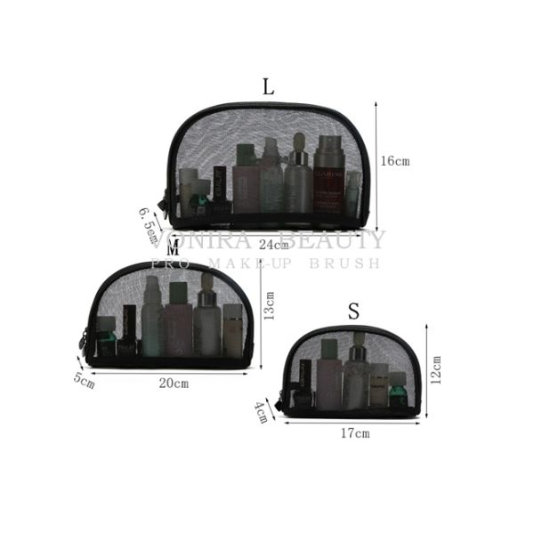 хранение гигиенической косметикаи сумки макияжа молнии сетки черноты моды женщин косметического случая перемещения 3Пкс