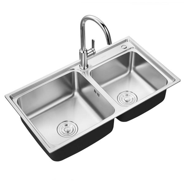 304 banca da cozinha de aço inoxidável, banca da cozinha dobro escovada de Undermount da bacia