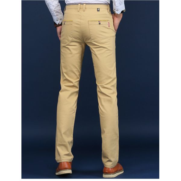 Knitted Fabric Trousers for Men's Formal Cotton Pants in Khaki Color from XMAMLON RTS