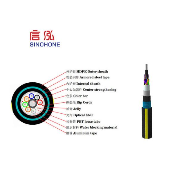 Direct Buried Loose Tube Fiber Cable Customized Length Stretch Proof