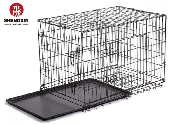 Double Door 4kg Metal Dog Cage 24 Inch Outdoor Removable