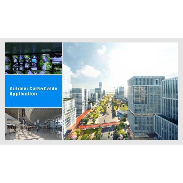Black Network Shielded Cable Cat5e FTP Outdoor PE+PVC 24AWG 100% Copper 1000FT