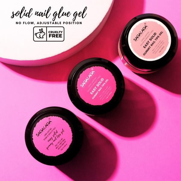 Vegan Solid Nail Tips Gel Glue in Jar 8-free False Fake Soak Off Soft Gel Nail Extension Tips Glue Applicator Long-lasting