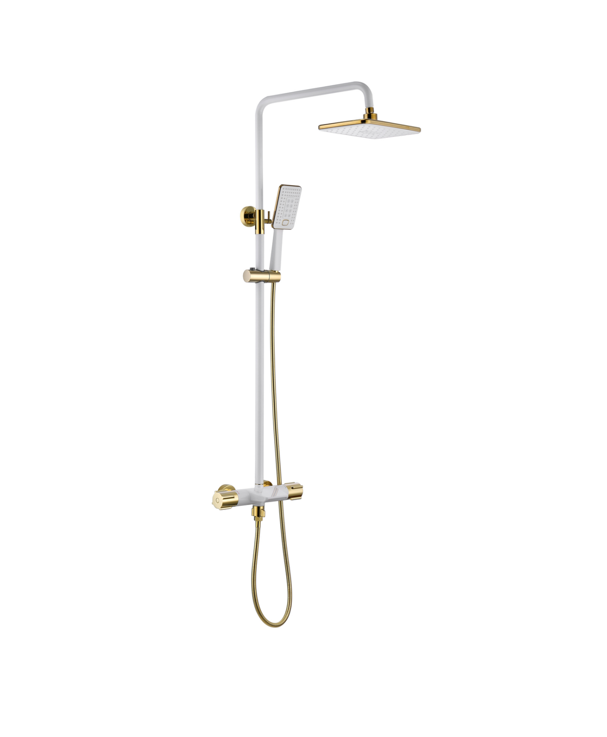 Slide Bar Hotel Golden Waterfall Shower Set Complete With Stainless Steel Bar Shower Head