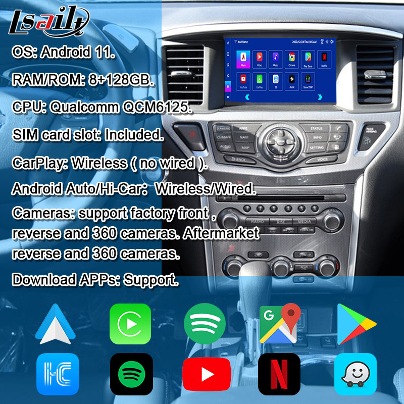 Lsailt 8GB Android мультимедийный интерфейс для Nissan Pathfinder R52 2018-Patrol Carplay Android Авто беспроводный модуль