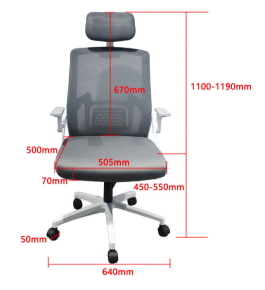 Grey Backrest Office Swivel Chair with 200kg Max Weight Capacity and 640mm Five-Star Base for Enhanced Stability