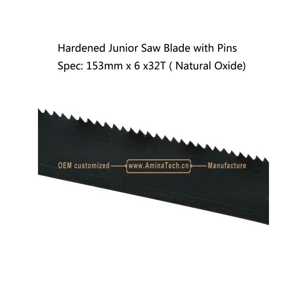 Hardened Junior Saw Blade with Pins Spec: 153mmx6x32T ( Natural Oxide) Cutting wood,Plastic,Low-hardness metal
