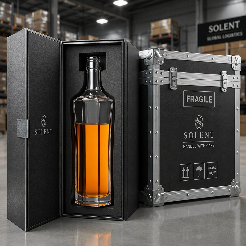 Hexagonal High Flint Glass Liquor Bottle 750ml For Whiskey Vodka Spirits