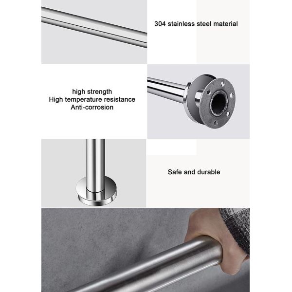 Wall Mount L Shape Stainless Steel Grab Bar Multifunctional For Balcony Corridor