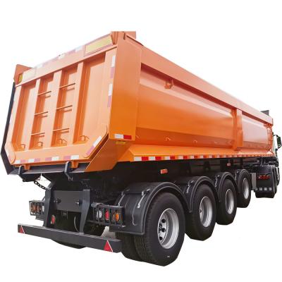 Le type hydraulique des axes U de Tipper Semi Truck Cylinder 4 de remorque 50 tonnes finissent la décharge