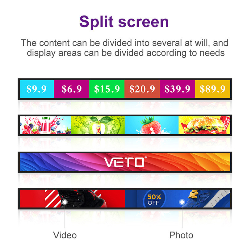 VETO Customisizd Размер 4K растянутый полный LCD дисплей Ультра тонкая панель для розничных магазинов