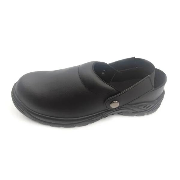 Black Steel Toe Kitchen Shoes Unisex Restaurant Work Shoes Non Slip Clean Easy