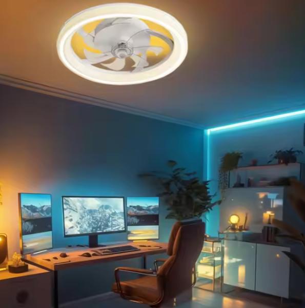 Factory Remote APP Control Smart Low Profile Ceiling Fan Light Flush Mount LED Ceiling Light 6 Wind Speeds New Technology Ceiling Fans