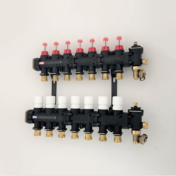 Radiant Floor Heat Manifolds, EP Radiant Heat Manifold,Nylon Manifold with flow meter with bracket for Radiant heating