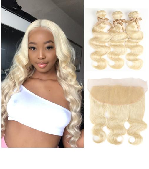 30 polegadas 3 pacotes da onda peruana do corpo do Weave do cabelo humano/613 louros