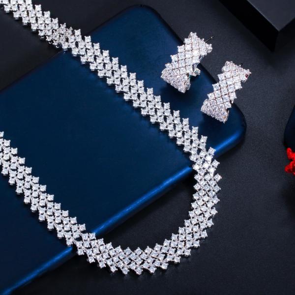 New popular Luxury exquisite AAA CZ Necklace Jewelry Cubic Zirconia jewellery wedding indian necklace set jewelry sets