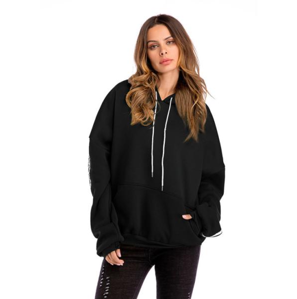 Blank Plus Size Ladies Shirts Kangaroo Pocket Fleece Lined Hoodie Autumn