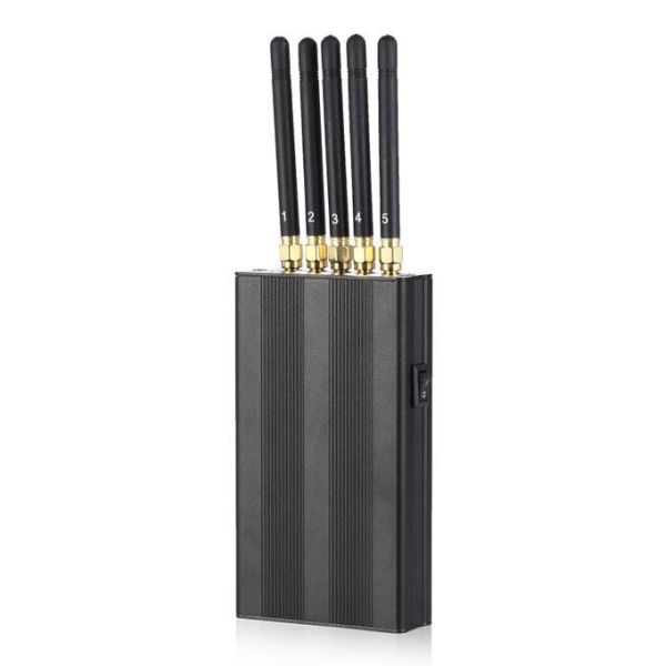 5 Antennas GPS Signal Jammer 20m Handheld Mobile Phone WIFI For Indoor