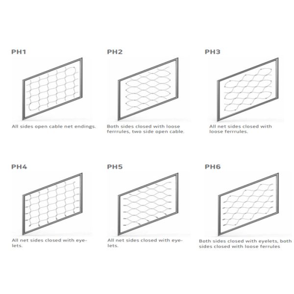 2mm Cable Diameter Helideck Nets 40mm Hole Size 316L