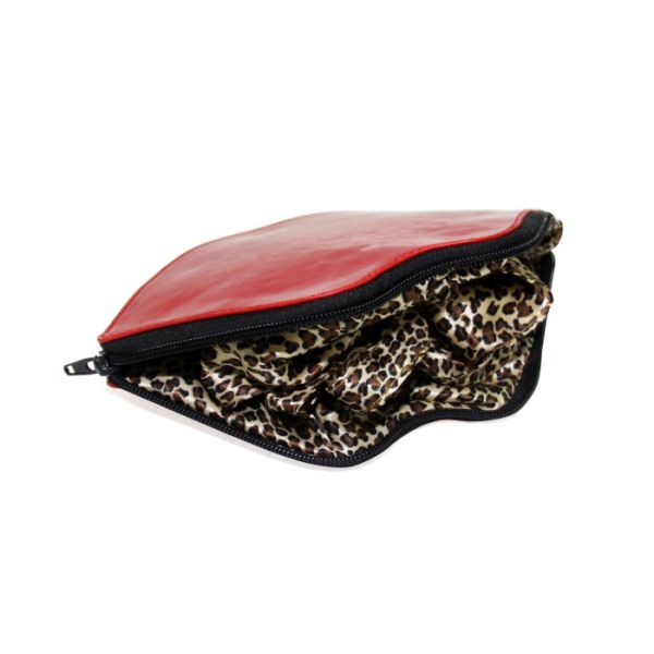 PU Lip Shape Folding Shopping Bags Nylon Polyester Matetial Female Use