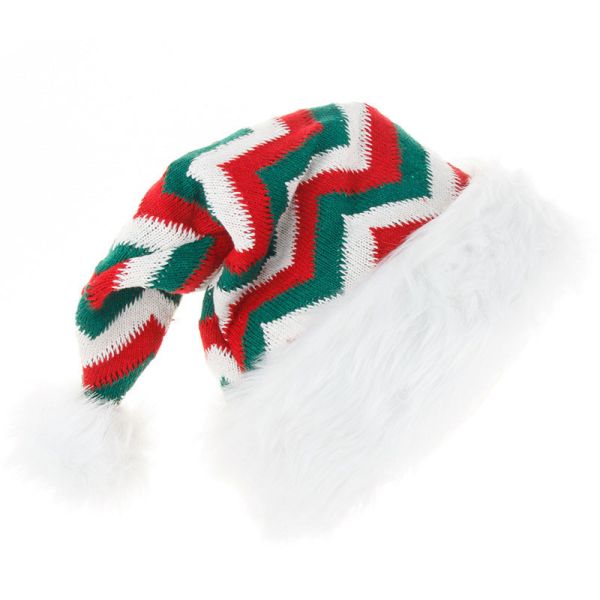 Custom Knitted Wool Santa Hat Christmas Plush Striped Hat Holiday Decorations