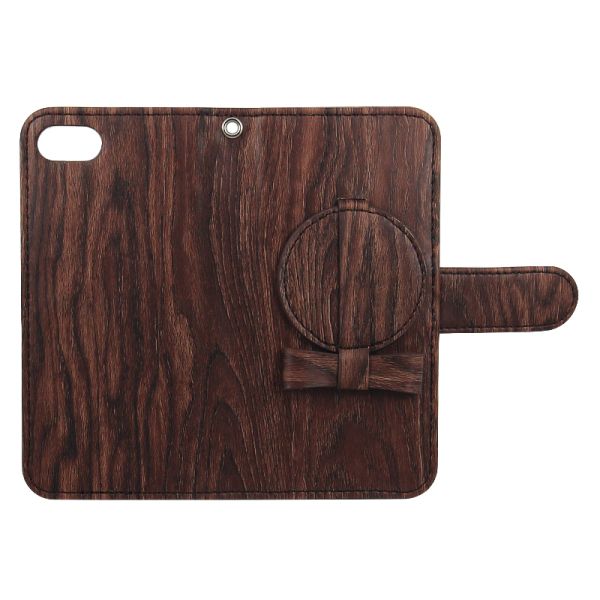 Manufacturer Special Bow Wood cover for Apple Iphone 7 leather case with Makeup mirror