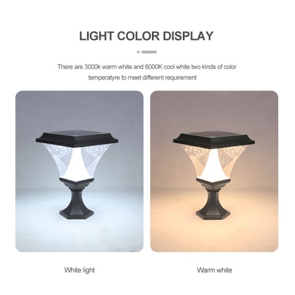 Die Cast Aluminium 30W Solar Pillar Light Garage Fence Decoration post lamp