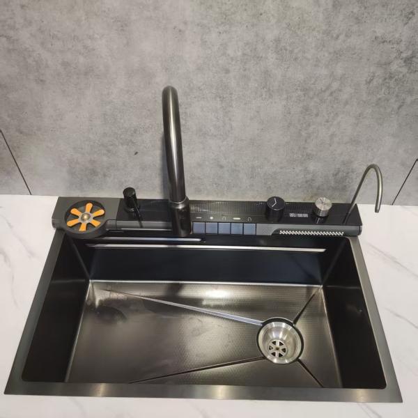 Black Stainless Steel Double-Bowl Kitchen Sink Undermount
