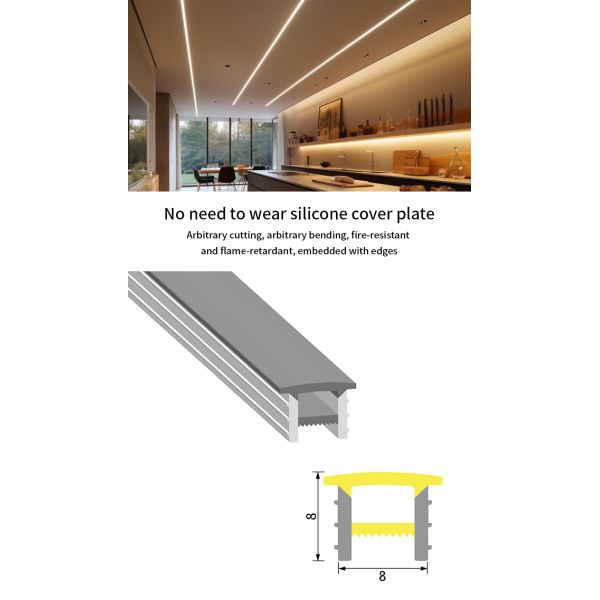 08*08mm Indoor LED Strip With Silicone Cover With Neon Border UV ETL FCC Certified