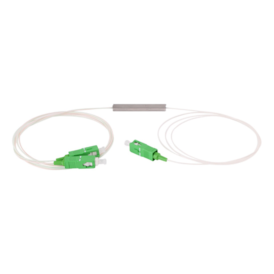 1×2 PLC Splitter Single Mode Blockless Fiber Optic Coupler with 1260~1650nm Wavelength