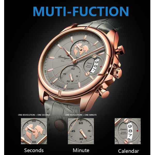 Waterproof Men's Quartz Chronograph Watch – Leather Strap· Luminous Dial | OEM