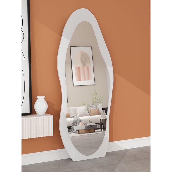 Floor Standing Large Arch Lighted Full Body Length Mirror with LED Lights in Silver