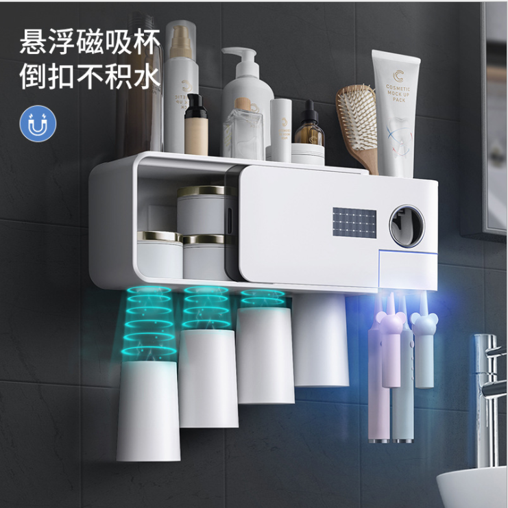Suction Type 30RH UV Toothbrush Holder , DC3.7V Toothbrush Sanitizer Holder