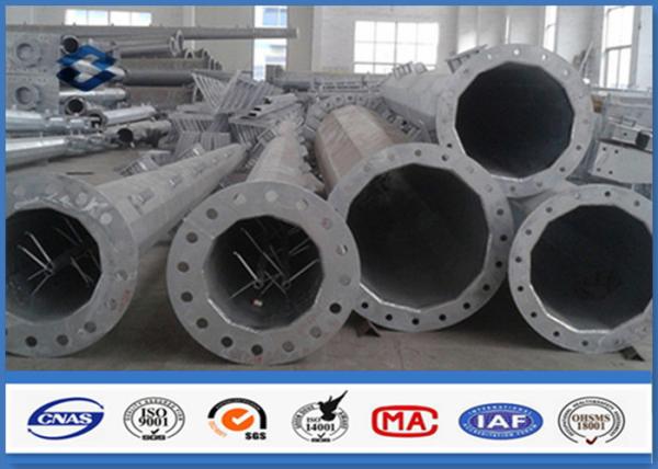 66KV Galvanized Electrical Transmission Steel Utility Poles With Zinc Coating