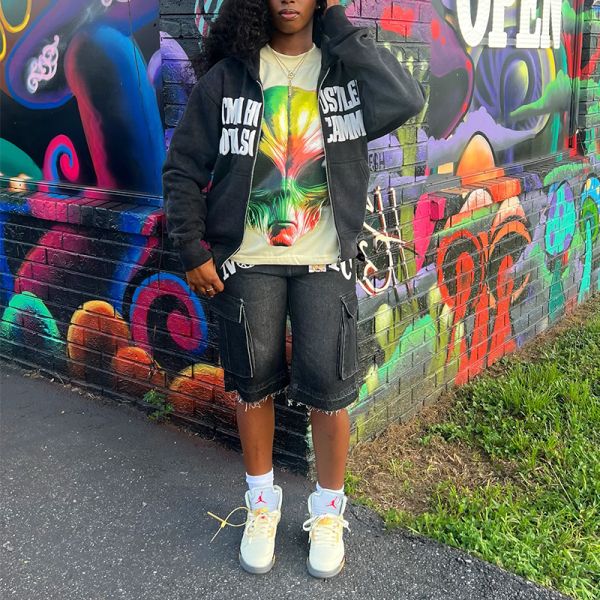 Custom Acid Washed Zip up Hoodie Vintage 3d Puff Printing Logo Cropped Hoodies Streetwear Manufacturer Hoodie Jacket for Men