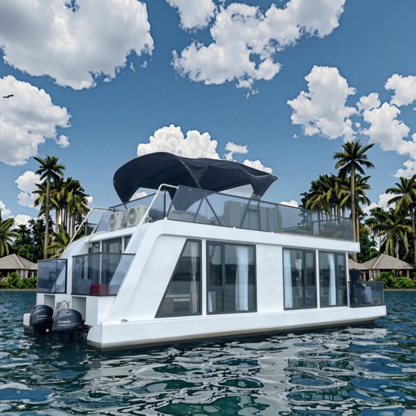 Recreational Pontoon House Boats Aluminum Hull Houseboat Luxury Style
