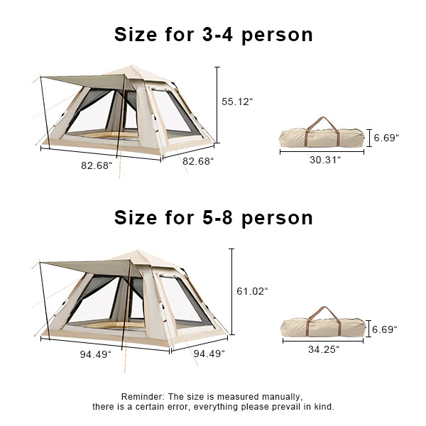 Автоматическая палатка для кемпинга на открытом воздухе для 4 человек 210D из оксфордской ткани