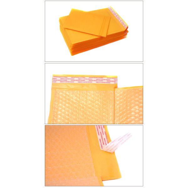 14x20cm Reusable Shipping Packaging PE Kraft Bubble Wrap Courier Bags