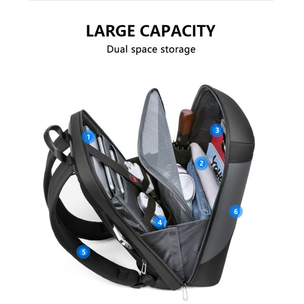 Полиэстер черный противоугонный водонепроницаемый рюкзак для ноутбука 20 литров