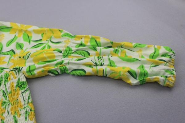 Printed Custom Womens Dresses Off Shoulder Long Frill Dresses With Smock Design