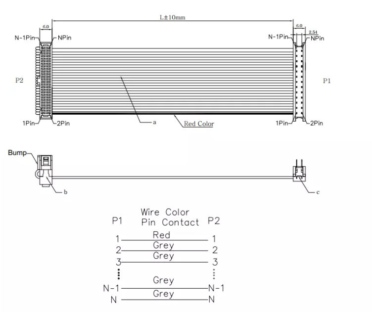 24-30AWG Electronics Wire Harness , Flat Ribbon Jumper Cable Rainbow Color